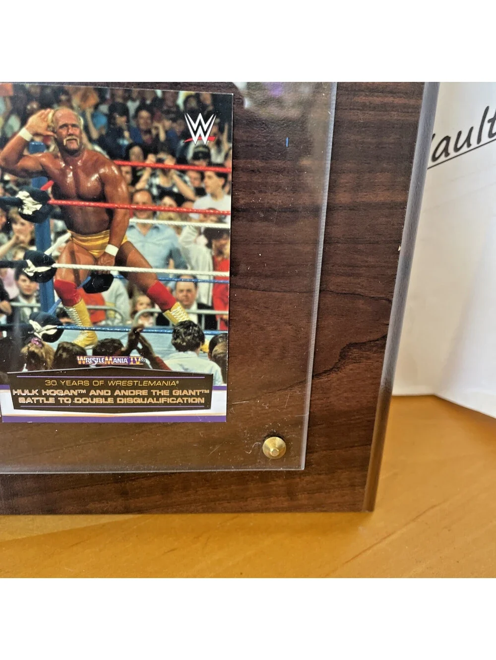 WWE Hulk Hogan Commemorative Card Plaque Topps Road to Wrestlemania display